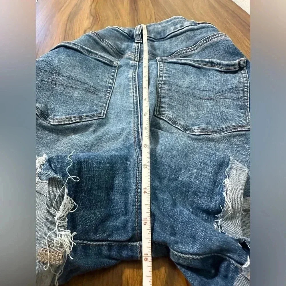 AMERICAN EAGLE Women’s Distressed Stretchy Curvy Hi-Rise Shortie Shorts Size 8 - Picture 14 of 14